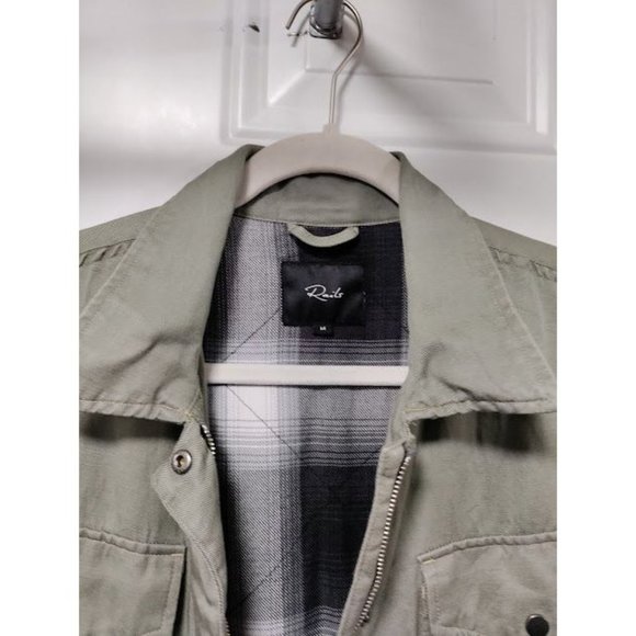 Rails Jayden Sage Green Womens Jacket Drawstring Utility Style Plaid Lined M - Picture 4 of 7